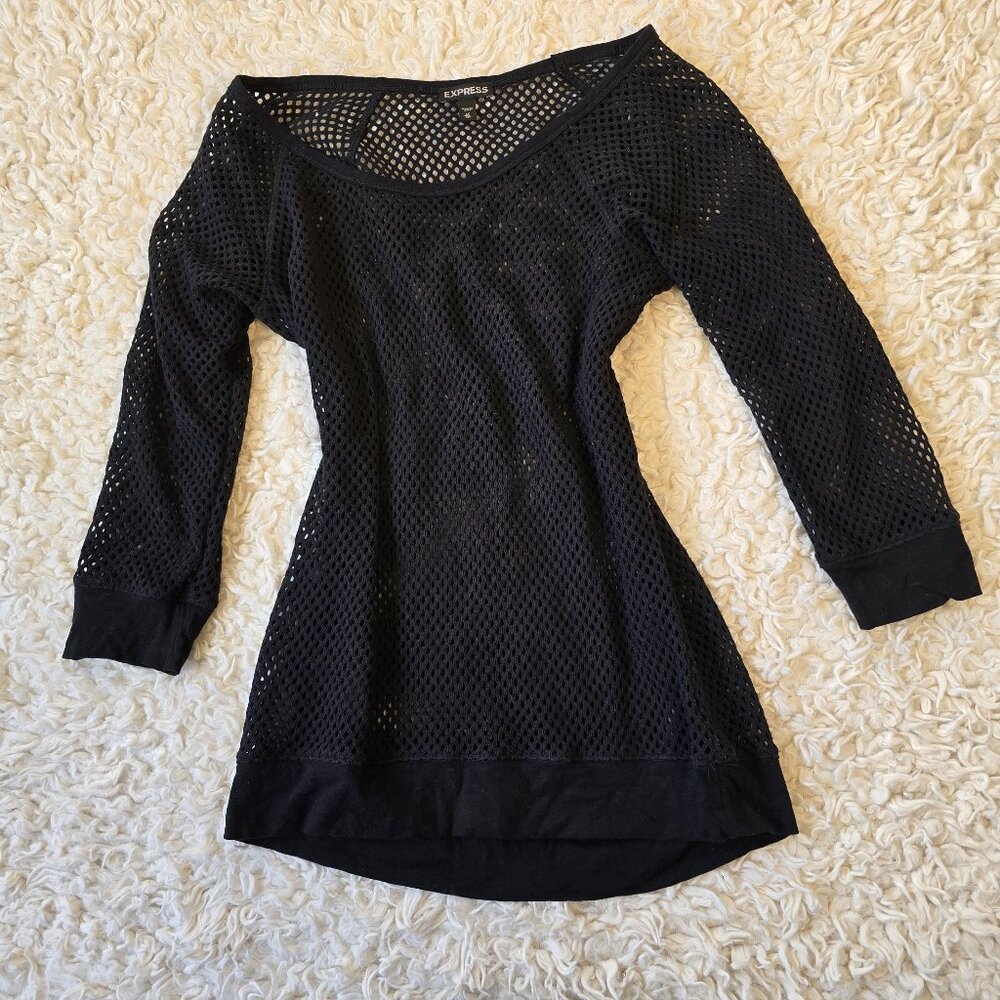 Express Black Fishnet Sweater, Size XS